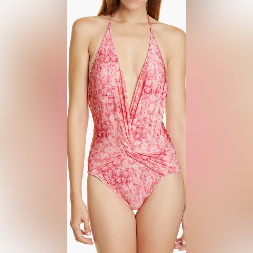 Adriana Degreas Hydrangeas Halter Swimsuit L